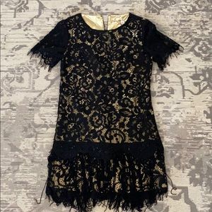 Black and Gold lace mini dress